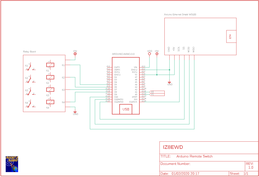 Arduino Ethernet Remote switch - Schema elettrico