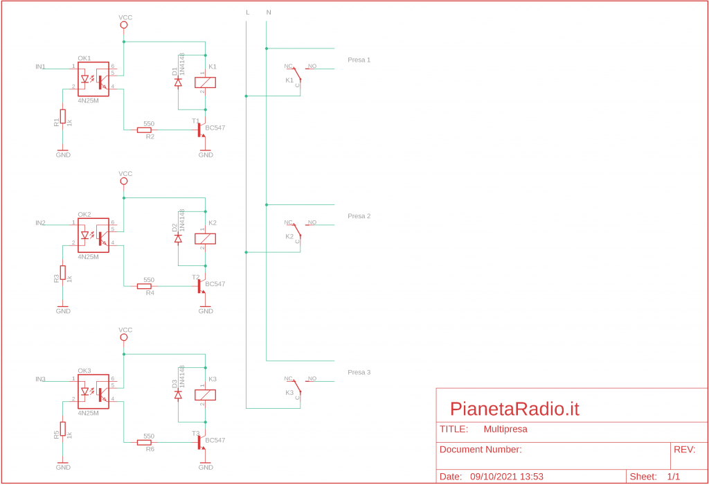 Multipresa web - Schema elettrico