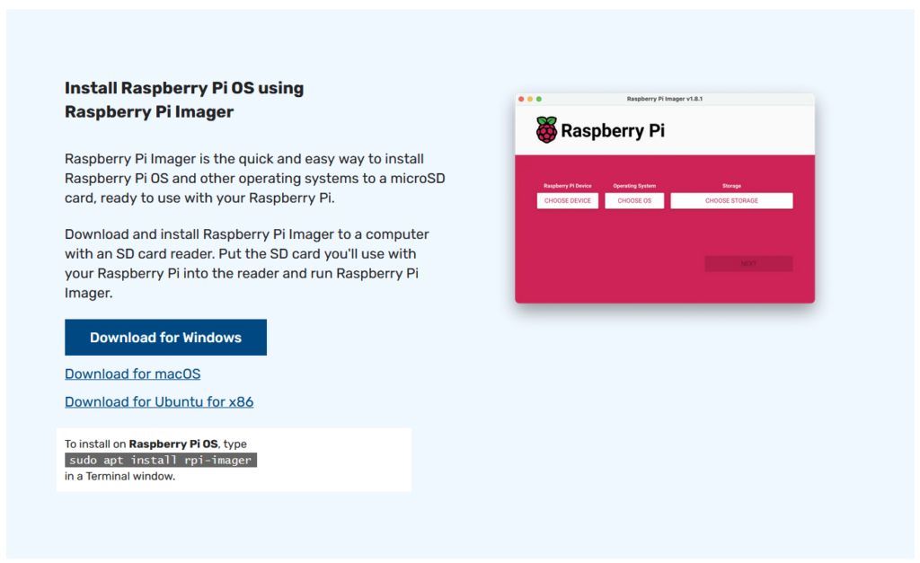 Raspberry Pi software website